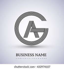 Letter GA or AG linked logo design circle G shape. Elegant black colored, symbol for your business name or company identity