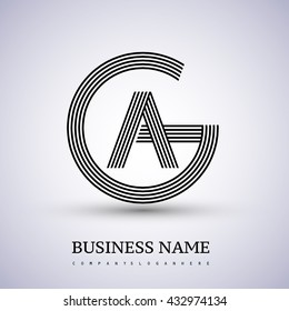 Letter GA or AG linked logo design circle G shape. Elegant black colored, symbol for your business name or company identity