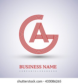 Letter GA or AG linked logo design circle G shape. Elegant red colored, symbol for your business name or company identity