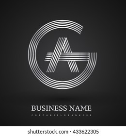 Letter GA or AG linked logo design circle G shape. Elegant silver colored, symbol for your business name or company identity.