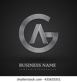 Letter GA or AG linked logo design circle G shape. Elegant silver colored, symbol for your business name or company identity.