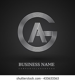 Letter GA or AG linked logo design circle G shape. Elegant silver colored, symbol for your business name or company identity.