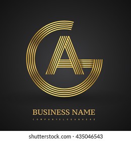 Letter GA or AG linked logo design circle G shape. Elegant golden colored, symbol for your business name or company identity.