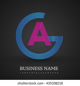 Letter GA or AG linked logo design circle G shape. Elegant blue and red colored, symbol for your business name or company identity.