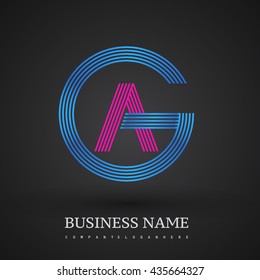 Letter GA or AG linked logo design circle G shape. Elegant blue and red colored, symbol for your business name or company identity.