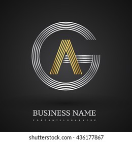 Letter GA or AG linked logo design circle G shape. Elegant silver and gold colored, symbol for your business name or company identity.