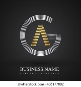 Letter GA or AG linked logo design circle G shape. Elegant silver and gold colored, symbol for your business name or company identity.