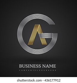 Letter GA or AG linked logo design circle G shape. Elegant silver and gold colored, symbol for your business name or company identity.