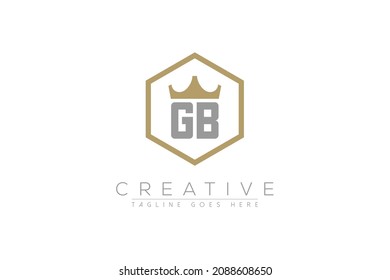 letter ga elegant and luxury Initial with crown and hexagon frame minimal monogram logo design vector template
