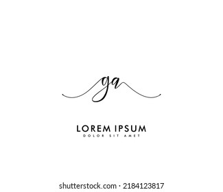 Letter GA Initial handwriting logo with signature and hand drawn style.