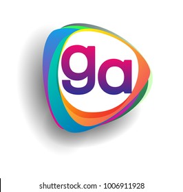 Letter GA logo with colorful splash background, letter combination logo design for creative industry, web, business and company.