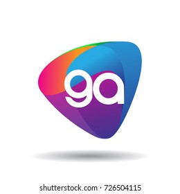 Letter GA logo with colorful splash background, letter combination logo design for creative industry, web, business and company.