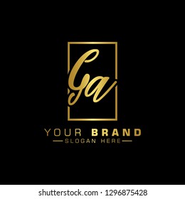 Letter Ga Logo Initial. Gold Letter Design Vector Golden Luxury Colors