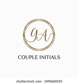 Letter GA logo template. Creative fashion logo design, couple letter , beauty icon. Initial handwriting or handwritten logo for identity. Logo with hand drawn style. wedding concept -vector