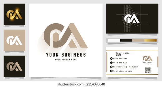 Letter am or GA monogram logo with business card design