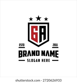 letra GA monograma escudo estrela logotipo modelo vetorial