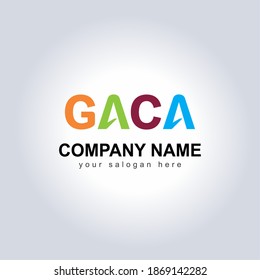 Letter GACA Logo Vector Design Illustration für Ihre Business Identity Vorlage. Creative Company Name mit Logo-Logo. Einzigartiges GACA Logo Symbol für Monogramm. Schöne Firmenlogo-Idee.