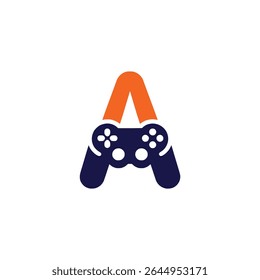 letter A gamepad game business company logo vector illustration template design