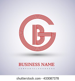 Letter GB or BG linked logo design circle G shape. Elegant red colored, symbol for your business name or company identity