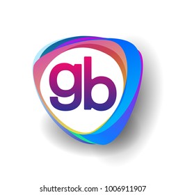 Letter GB logo with colorful splash background, letter combination logo design for creative industry, web, business and company.