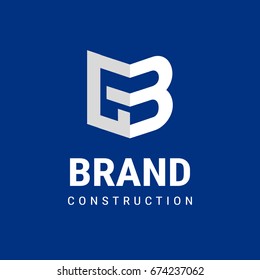 letter gb monogram logo blue design vector