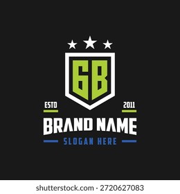 letra GB monograma escudo estrela logotipo modelo vetorial