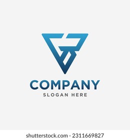 letter GB and triangle logo icon and vector