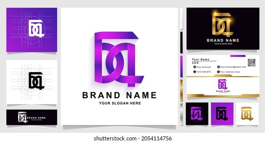 Letter GBa or Ga monogram logo template with business card design