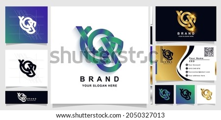 Letter GBS or GQS monogram logo template with business card design