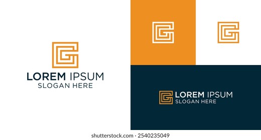 Letter GC CG C G with square logo icon design vector design template inspiration