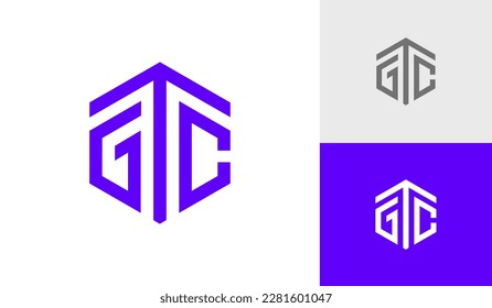 Letter GC hexagon monogram with arrow symbol logo design vector