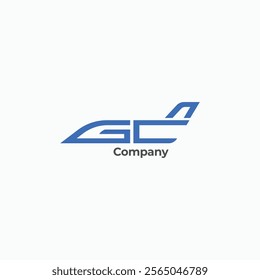 Letter GC jet plane simple shape logotype. GC monogram aviation, air line, airplane symbol icon vector illustration