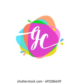 Letter GC logo with colorful splash background, letter combination logo design for creative industry, web, business and company.