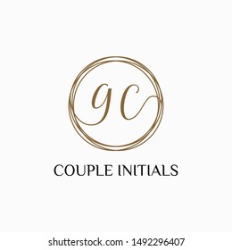 Letter GC logo template. Creative fashion logo design, couple letter , beauty icon. Initial handwriting or handwritten logo for identity. Logo with hand drawn style. wedding concept -vector