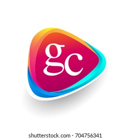 Letter GC logo in triangle shape and colorful background, letter combination logo design for company identity.