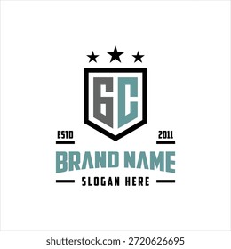 letra GC monograma escudo estrela logotipo design vetor modelo