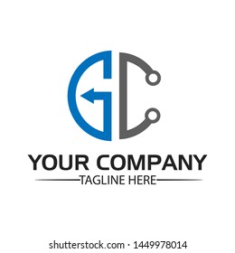 Letter GC stock logo, GC initial., flat design. technology logo