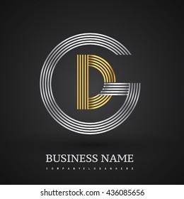 Letter GD or DG linked logo design circle G shape. Elegant silver and gold colored, symbol for your business name or company identity.