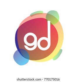 Letter GD logo with colorful splash background, letter combination logo design for creative industry, web, business and company.
