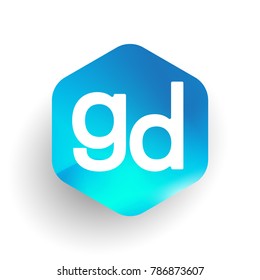 Letter GD logo in hexagon shape and colorful background, letter combination logo design for business and company identity.
