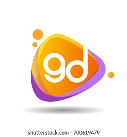 Letter GD logo in triangle splash and colorful background, letter combination logo design for creative industry, web, business and company.