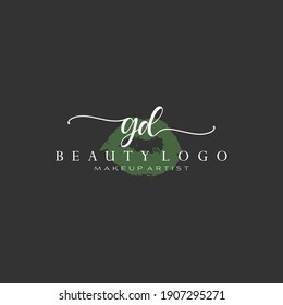 Letter GD Watercolor Lips Premade Logo Design, Logo for Makeup Artist Business Branding, Blush Beauty Boutique Logo Design, Calligraphy Logo