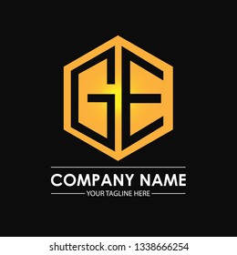 Letter GE initial with hexagonal abstract