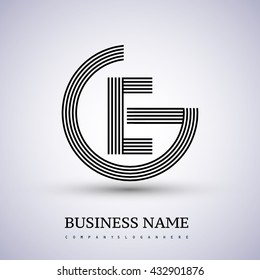 Letter GE or EG linked logo design circle G shape. Elegant black colored, symbol for your business name or company identity.