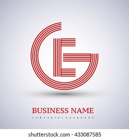 Letter GE or EG linked logo design circle G shape. Elegant red colored, symbol for your business name or company identity