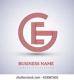 Letter GE or EG linked logo design circle G shape. Elegant red colored, symbol for your business name or company identity
