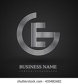 Letter GE or EG linked logo design circle G shape. Elegant silver colored, symbol for your business name or company identity.