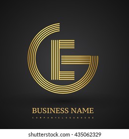 Letter EG or GE linked logo design circle G shape. Elegant golden colored, symbol for your business name or company identity.