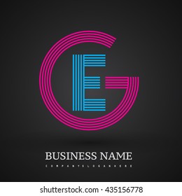 Letter EG or GE linked logo design circle G shape. Elegant red and blue colored, symbol for your business name or company identity.