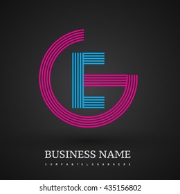Letter EG or GE linked logo design circle G shape. Elegant red and blue colored, symbol for your business name or company identity.